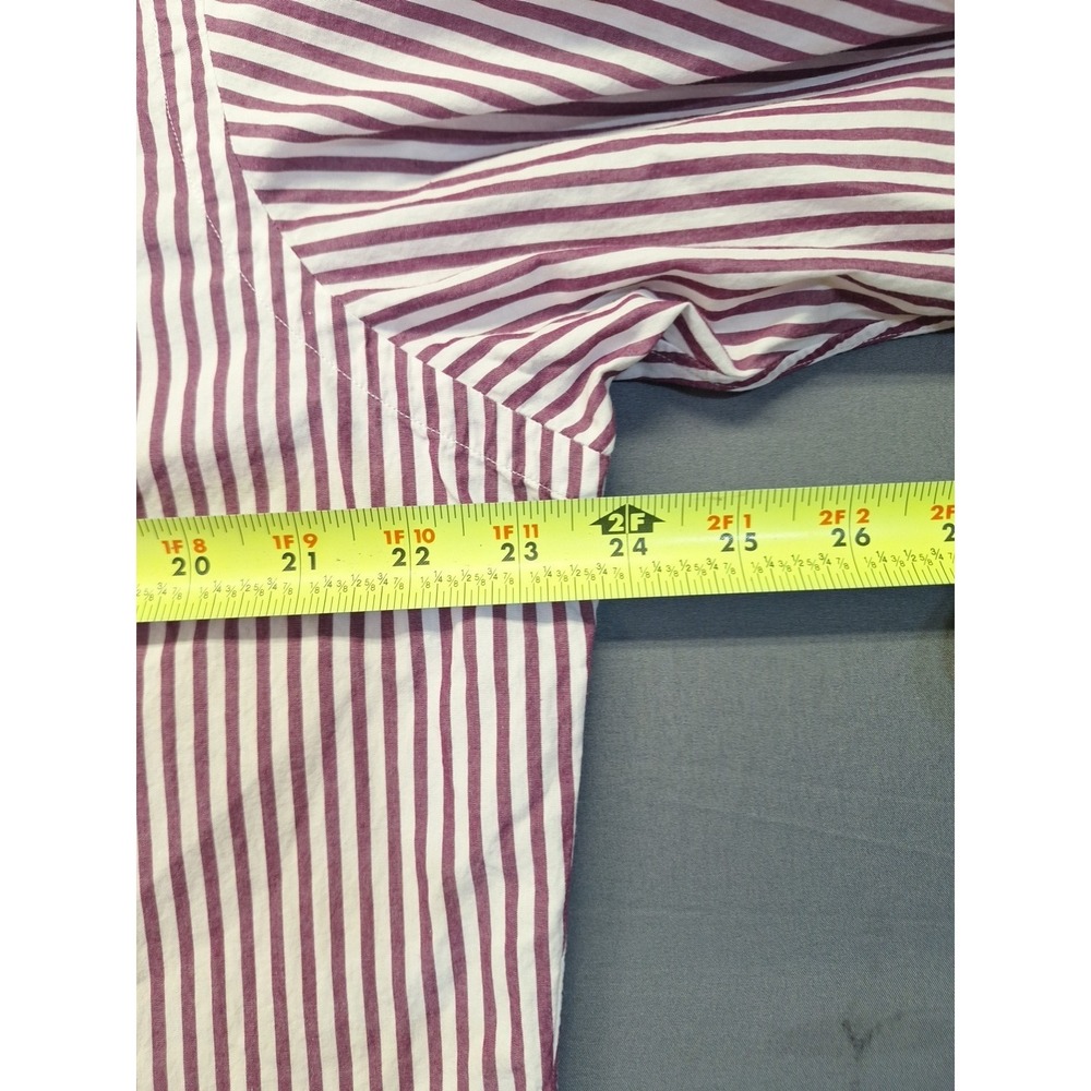 Polo Ralph Lauren Button Down Mens Large Maroon Striped Custom Fit Preppy Office - Picture 5 of 8